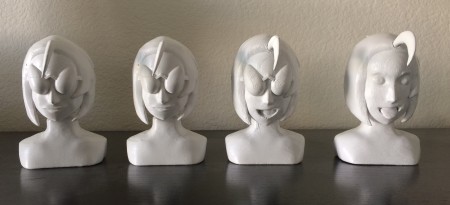 { Group photo of busts 3, 4, 6 and 10. These were the ones that were spray painted. }